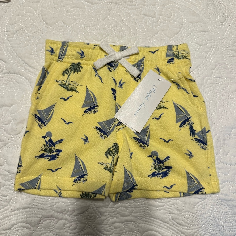 Yellow Sailboat Print Shorts